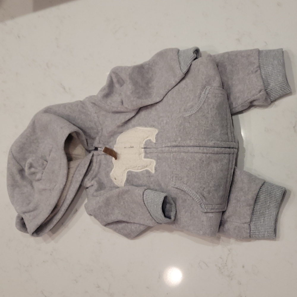 Carter's 9 months, hooded, zippered, and footless fleece